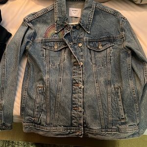 Rainbow denim jacket- oversized fit